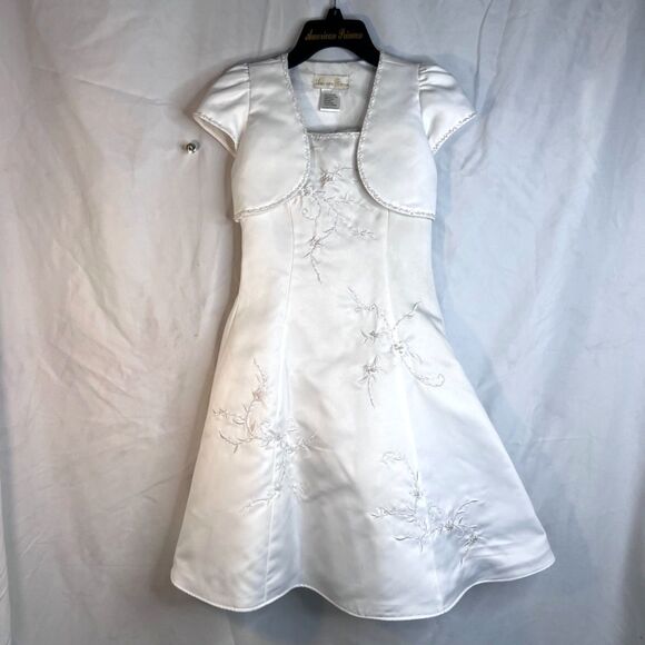 American Princess Christening Flower Girl Formal Dress Jacket Veil SET Size 7 - Picture 14 of 14